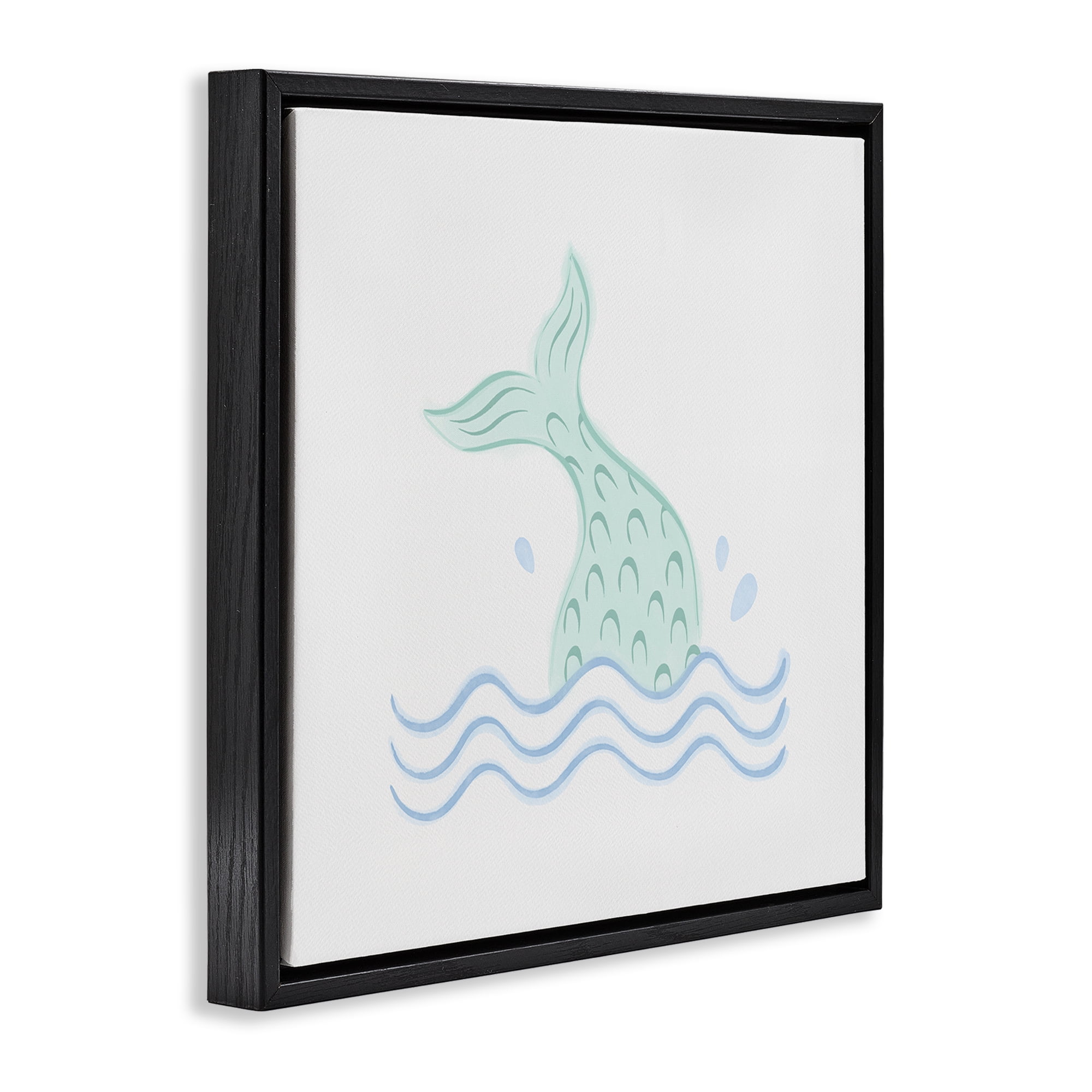 Stupell Industries Mermaid Tail in Water Fantasy & Sci-Fi Painting Black Floater Framed Canvas Art Print Wall Art, 25 x 25