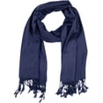 thumbnail image 3 of Sakkas 78" X 28" Rayon from Bamboo Soft Solid Pashmina Feel Shawl / Wrap / Stole - Navy - One Size, 3 of 6