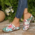 thumbnail image 2 of Pandaie Closed Toe Clogs for Women Flower Print Low Wedge Slip on Mules Shoes Comfortable Backless Dressy Walking Slides Size 6-10, 2 of 8