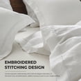 thumbnail image 3 of Simple&Opulence 100% Washed Linen Duvet Cover with Embroidered, 3 Pieces Soft Farmhouse Comforter Set with Button Closure,1 Duvet Cover and 2 Pillowshams(Queen, White), 3 of 7