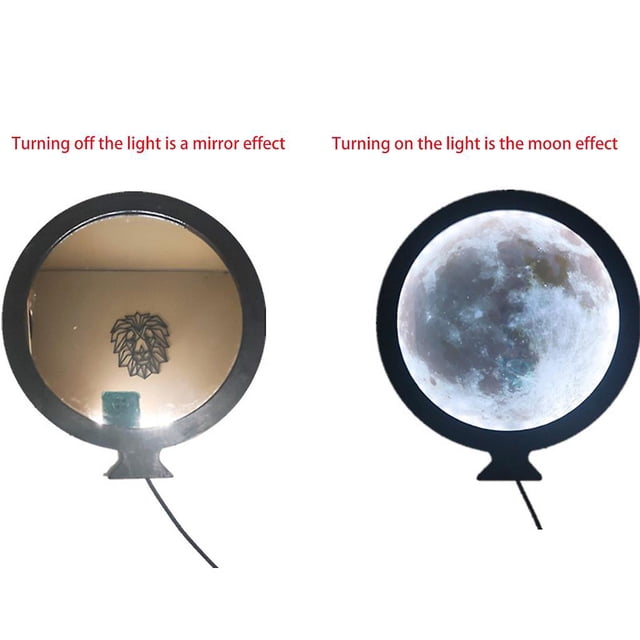 Espejo de pared redondo inteligente con forma de Luna, espejo de maquillaje ligero Led, para dormitorio, baño, tocador, regalo