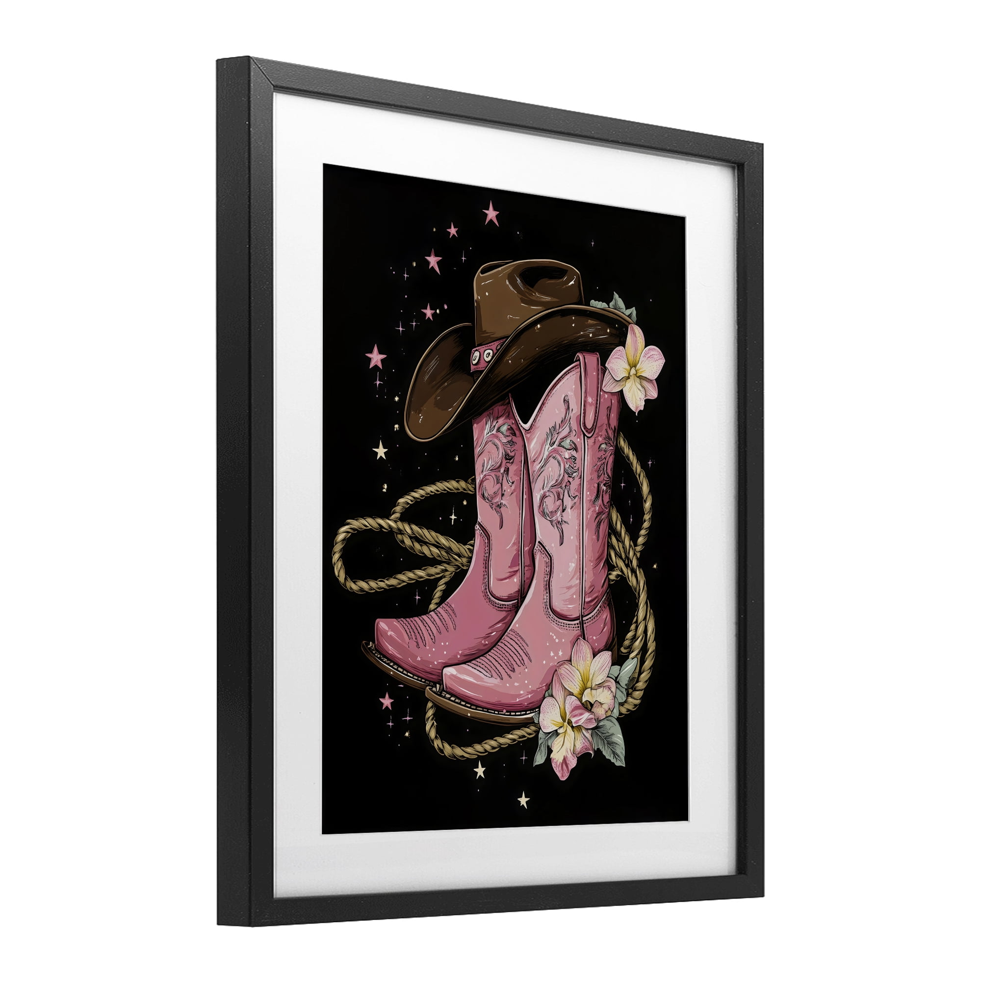 Stupell Industries Western Chic Pink Boots Black Framed Print Under Glass, design by Creative Studio