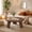 Brown, variant on Round Wood Coffee Tables for Living Room, Farmhouse Circle Coffee Table, Mid Century Wooden Rustic Coffee Tables for Apartment, Easy Assembly