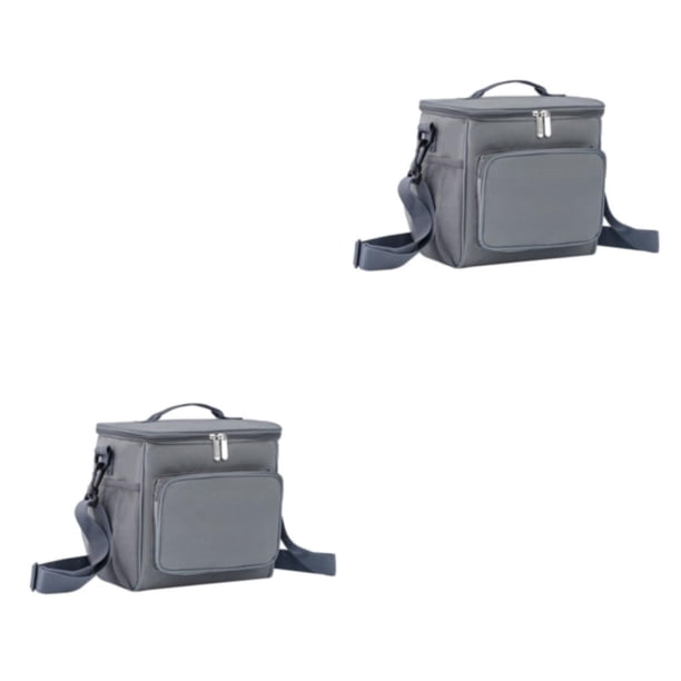 Inteprter Fiambrera Tamaño de la bolsa Material ligero Tessuto Oxford Bolsa de almuerzo con aislamiento térmico Gris Gris 2Conjunto