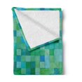 thumbnail image 2 of Teal Soft Flannel Fleece Throw Blanket, 3D Cube Pattern Abstract Squares Vibrant Colored Geometric Shapes Design Modern, Cozy Plush for Indoor and Outdoor Use, 50" x 60", Sea Green Blue, by Ambesonne, 2 of 5