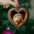thumbnail image 5 of Forest Animal Acorn Ornaments Cozy Forest Christmas Ornament, Heart Shaped Pine Cone Animal Decoration, Woodland Hedgehog Hanging Ornament, 2D Flat Acrylic Hanging Ornament Home Party Décor, 5 of 7