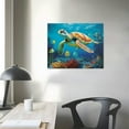 thumbnail image 3 of Nawypu Sea Turtle Canvas Wall Art Bathroom Pictures Wall Decor Beach Decorations for Home Bedroom Living Room, Framed Colorful Coastal Nautical Sea Turtle Art Decor Ready to Hang, 3 of 4