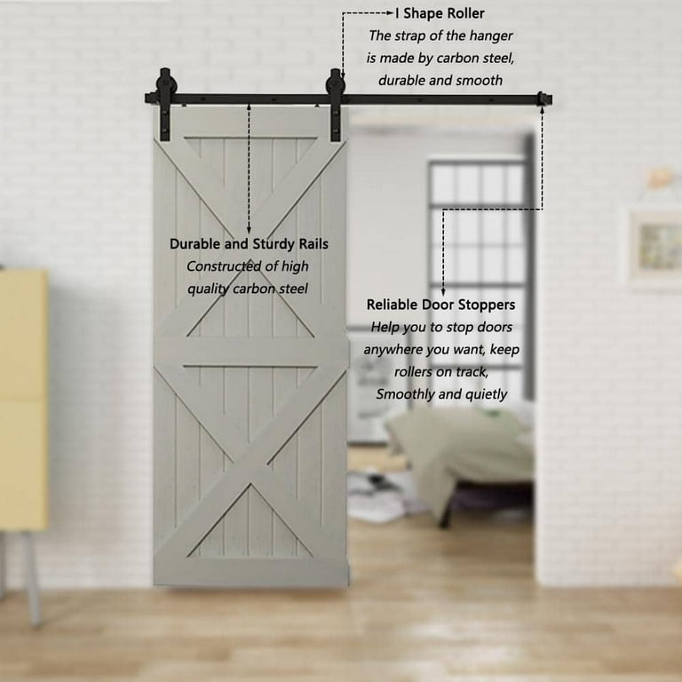 6.6 ft./79 in. Black Sliding Barn Door Track and Hardware Kit with I-Shape Hanger For Single Door 6.6 ft./79 in. Black Sliding Barn Door Track and Hardware Kit with I-Shape Hanger For Single Door