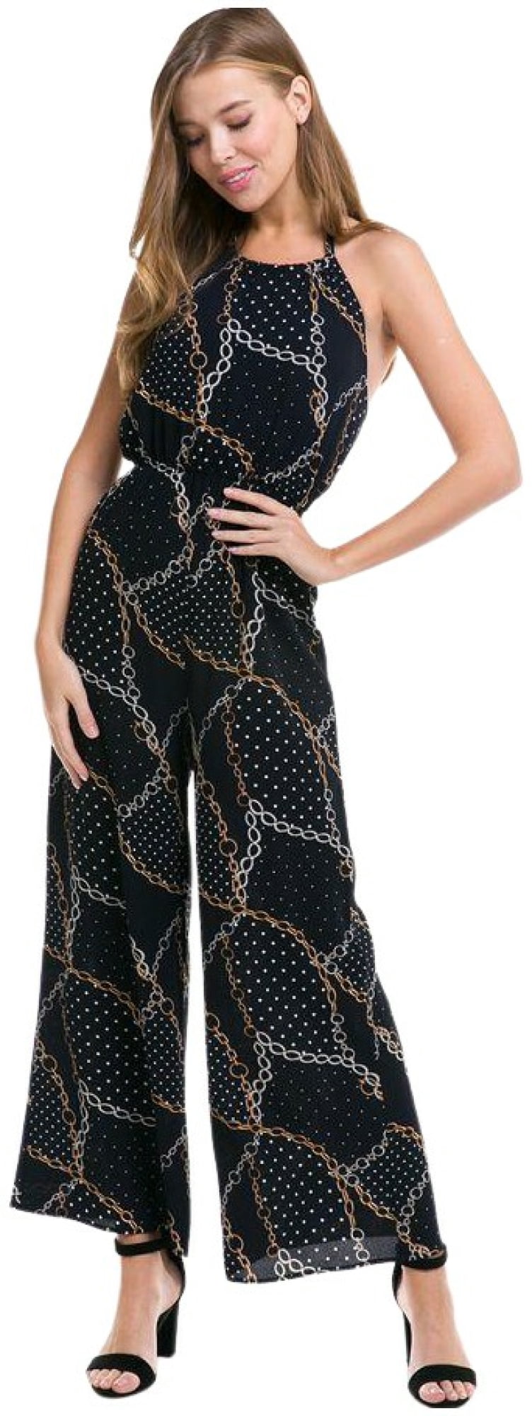 DressBarn Women's Navy Chain Print 
