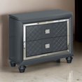thumbnail image 2 of HomeStock Nightstand with 2 Drawers Diamond Pattern Crystal Handles Mirror Trim Charcoal Gray Finish 27 Inch x 17.01 Inch x 27.01 Inch Wood Build, 2 of 6