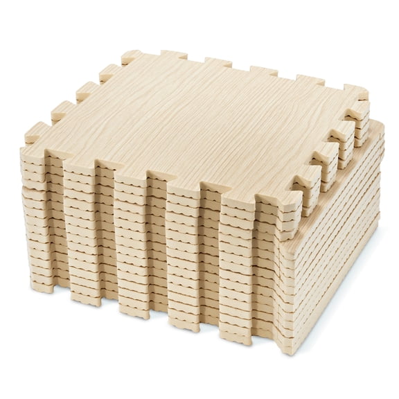 Sorbus 16pc 12" x 12" Light Pine Foam Interlocking Floor Mats- 16 Square Feet