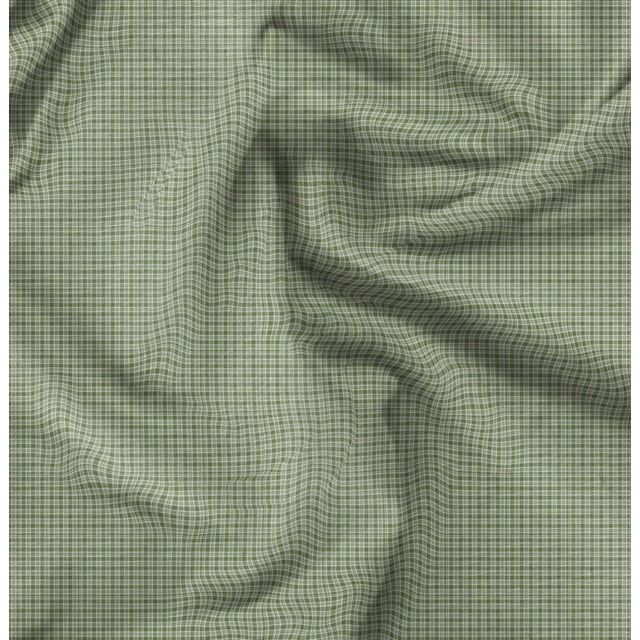 Soimoi Green Rayon Fabric Plaid Check Decor Fabric Printed Yard 56 Inch Wide