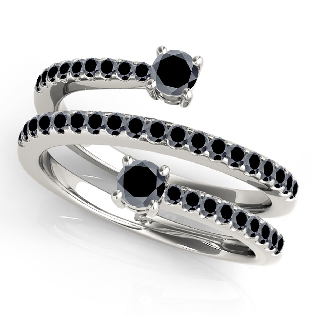 MauliJewels 0.70Ct. Unique Swirl Design Black Diamond Engagement Ring