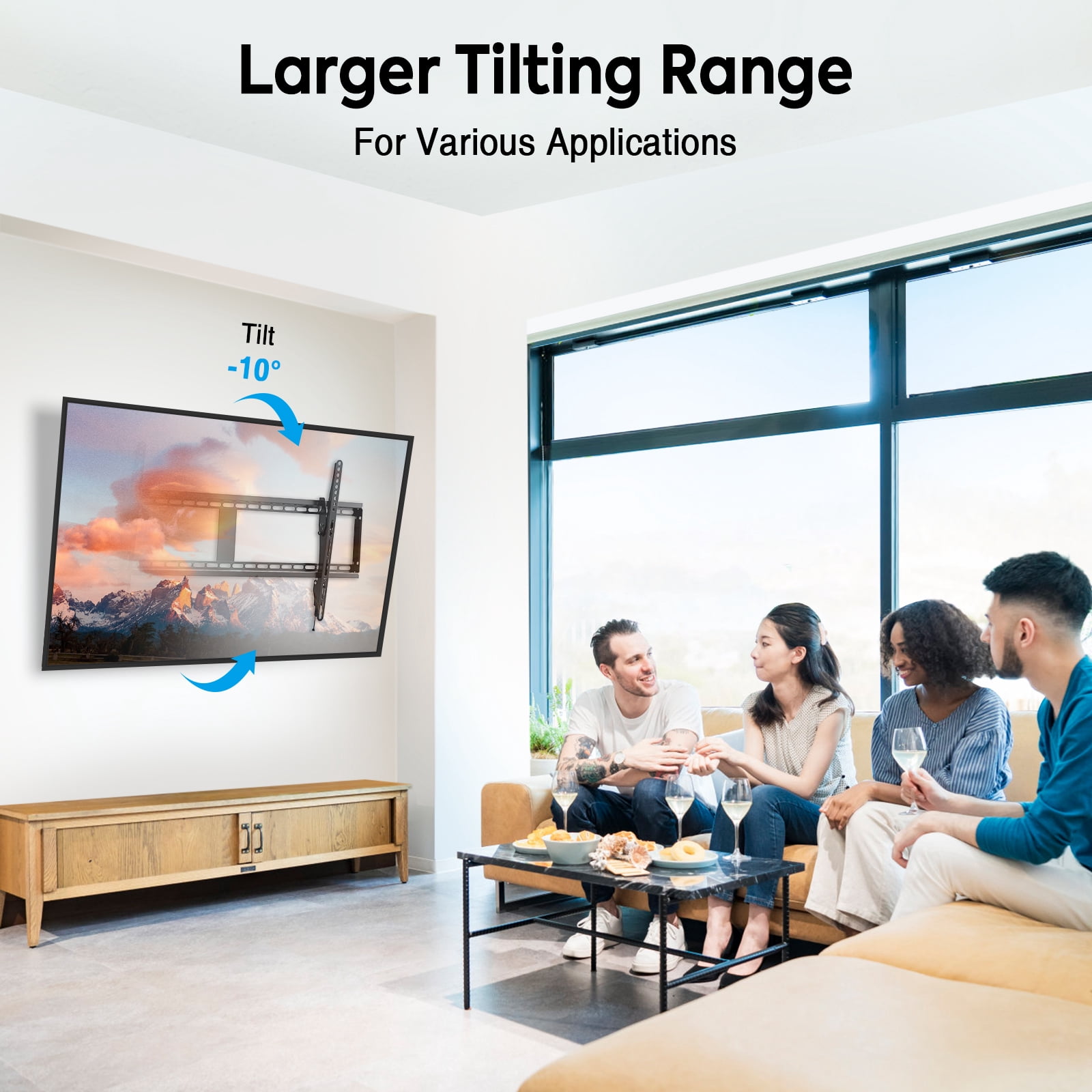 MOUNT PRO Tilting TV Wall Mount for 37-86" TVs up to 110lbs, Max VESA 800x400, Heavy-Duty Low-Profile TV Bracket Fits 16"/18"/24"/32" Studs