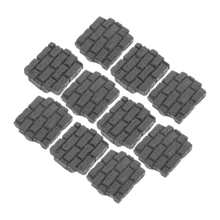 10 Pcs Miniature Realistic Resin Bricks for Dollhouse DIY Craft Supplies Grey Color