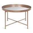 thumbnail image 3 of Kate and Laurel Celia Round Metal Foldable Coffee Table with Mirrored Tray Top, Rose Gold, 3 of 6