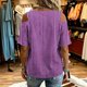 thumbnail image 4 of Neewe Women's 2026 Spring Summer Striped V Neck Short Sleeve Pullover Blouse Off Shoulder T-Shirts, 4 of 6