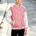 thumbnail image 5 of Lutiedan Kids Varsity Baseball Bomber Jacket Boys Girls Long Sleeve Button down Jackets Unisex School Uniform Jackets Size 1-15, 5 of 7