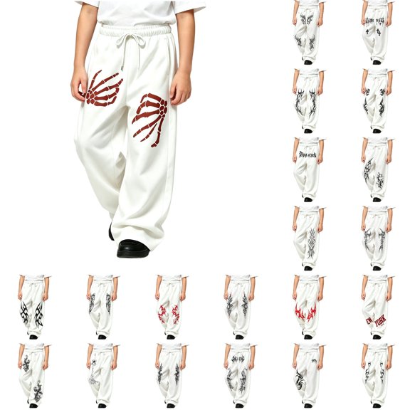 KHONTS Kids Boys Girls Wide Leg Sweatpants Y2k Gothic Baggy Sweat Pants High Waisted Pants,Size 4-15 Years