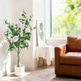 thumbnail image 4 of Realistic 120cm Artificial Rose Tree - Silk & Plastic Decorative Plant - Durable, Low Maintenance, Easy to Decorate - For Home, Events, Indoor & Outdoor - Pink Roses in White Pot, 4 of 8