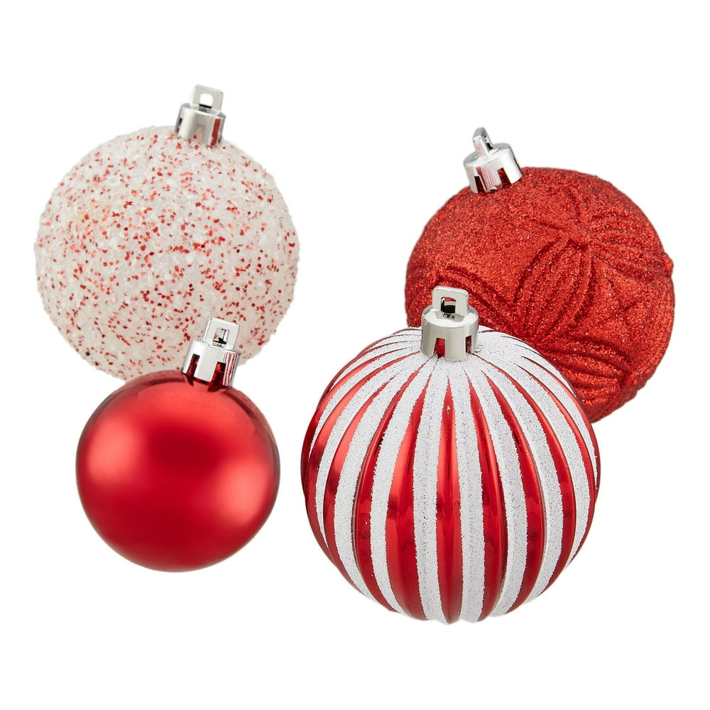 Holiday Time Shatterproof Christmas Tree Ornaments, 50 Count, Multiple