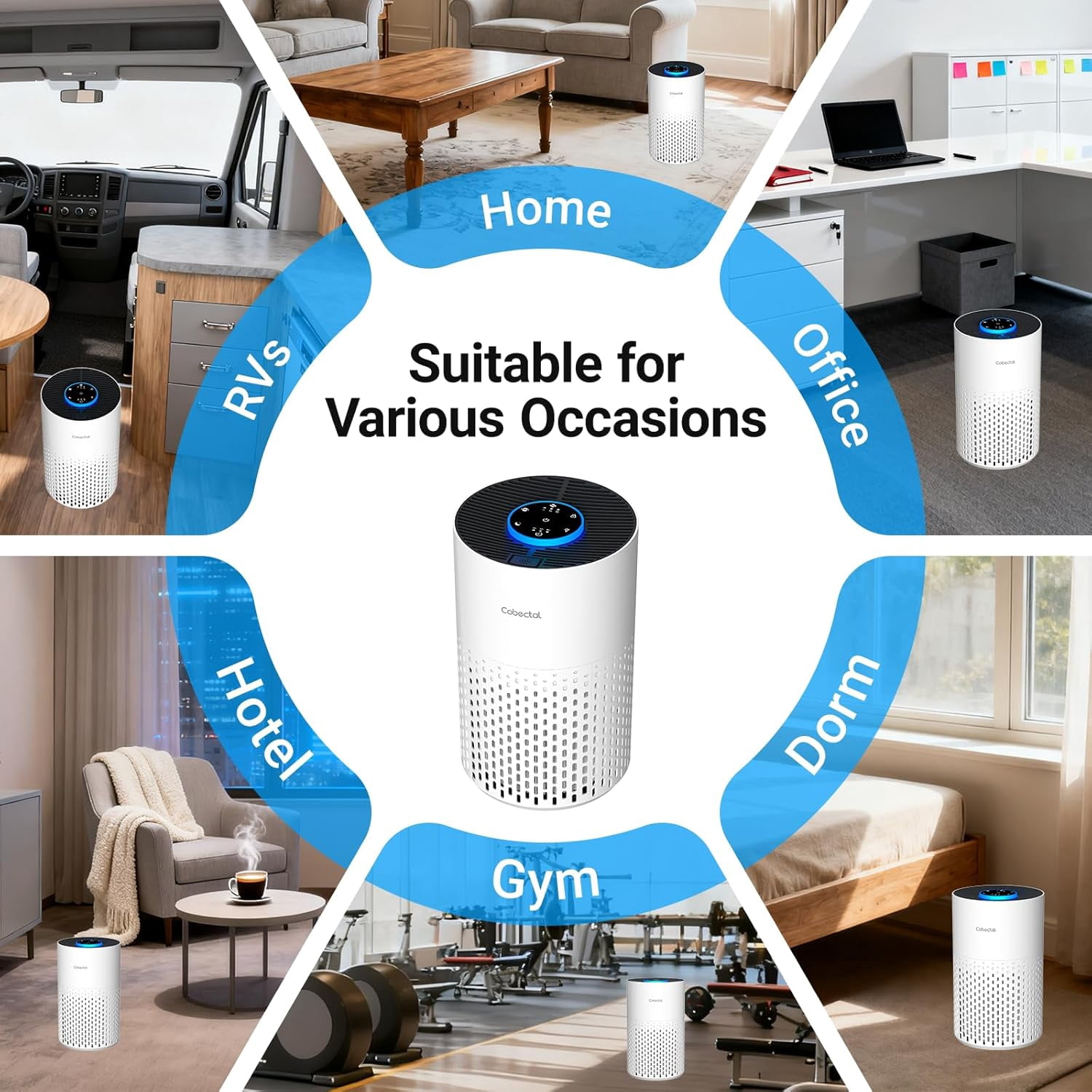 2 Pack Purifiers for Bedroom Home with H14 True HEPA Filter, 3-in-1 Filtration System for Room to 1050 ft², Sleep Mode & Function, Portable Cleaner for Office Dorm RV White