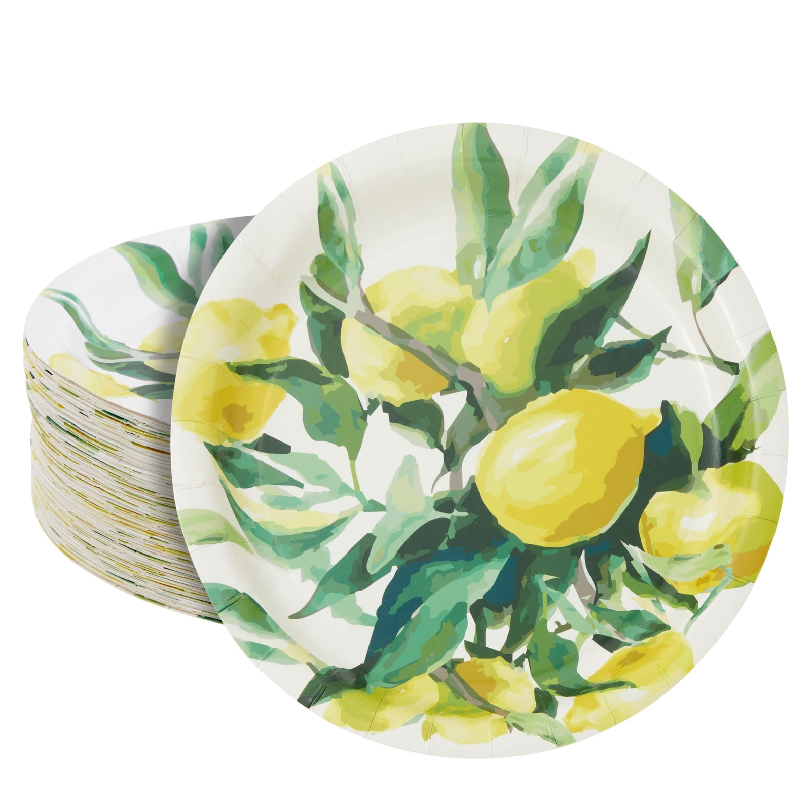 80 Pack Disposable Lemon Paper Plates for Birthday Party Decorations ...