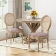 thumbnail image 2 of GDF Studio Touro French Country Fabric Upholstered Wood and Rattan Dining Chairs, Set of 2, Light Blush and Natural, 2 of 7
