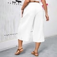 thumbnail image 6 of yillto Plus Size Women Capris Pant Wide Leg Loose Cropped Pants High Waist Drawstring Capri Trousers, 6 of 7