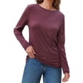 thumbnail image 3 of UVN Womens Shirts Crewneck Long Sleeve Tshirts Fall Casual Ladies Tops, 3 of 8