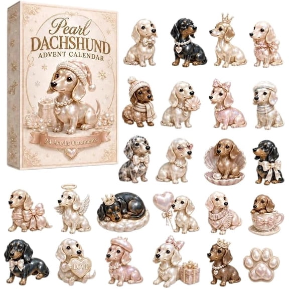 Dachshund Christmas Advent Calendar 2026, 24-Day Acrylic Dachshund Ornaments