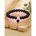 thumbnail image 2 of QQTDFG 2pcs Couple Two Tone Black Pink Beaded Bracelet Stackable Stretch Bracelets-default, 2 of 5