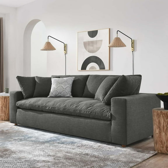 Modway Commix Down Filled Overstuffed Sofa in Gray