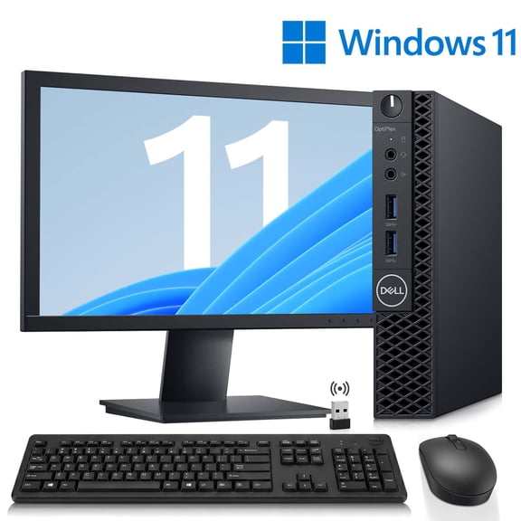 Restored Dell OptiPlex Micro Desktop | Intel core i5-9500T (6-Cores) Processor, 16GB Ram, 19-inch Monitor, 256GB SSD | Wireless KB & Mouse, Windows 11 Pro,