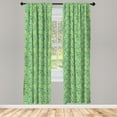 thumbnail image 4 of Ambesonne Green Leaves Window Curtains, Summer Branch Hawaiian, Each 28" W x 84" L, Yellow Pale Khaki, 4 of 4