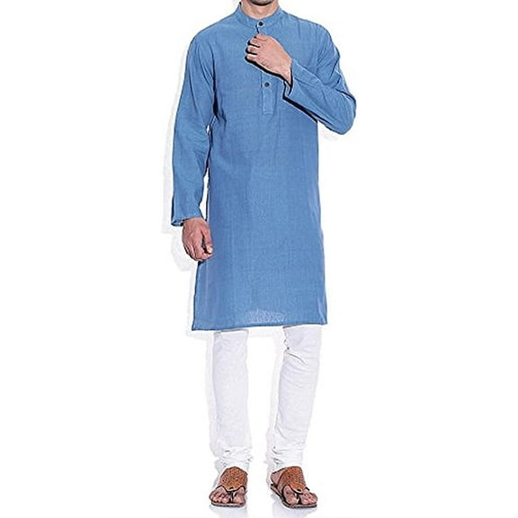 Royal Kurta Men's Cotton Blend Kurta Pyjama Set (ROYAL_60_Blue_Medium)