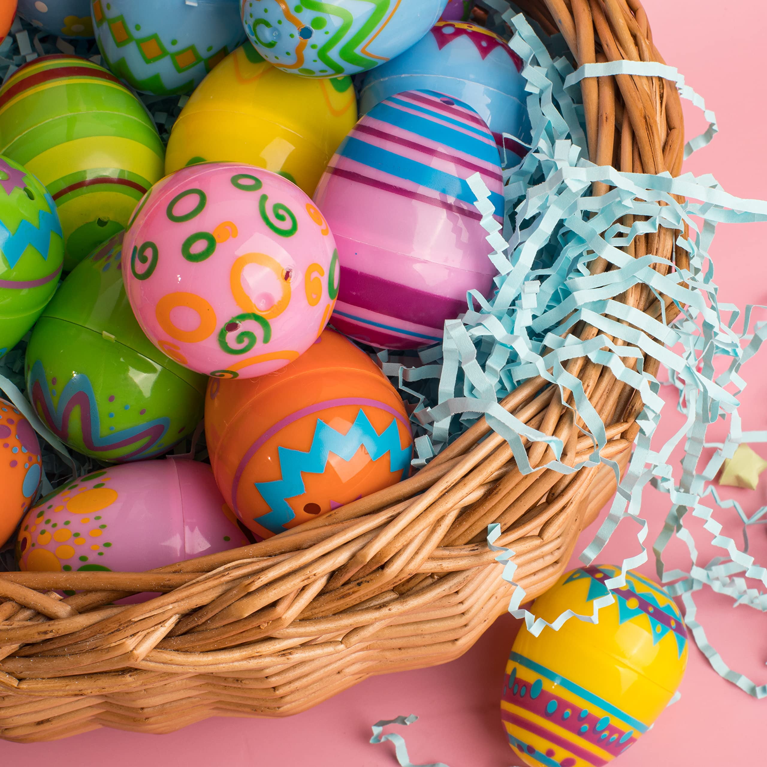 Joyfy 24 Pcs 2.3" Printed Easter Eggs, Empty Easter Eggs Fillable, Colorful Plastic Eggs Bulks for Easter Hunt, Party Favor, Basket Stuffers Filler, Classroom Prize Supplies