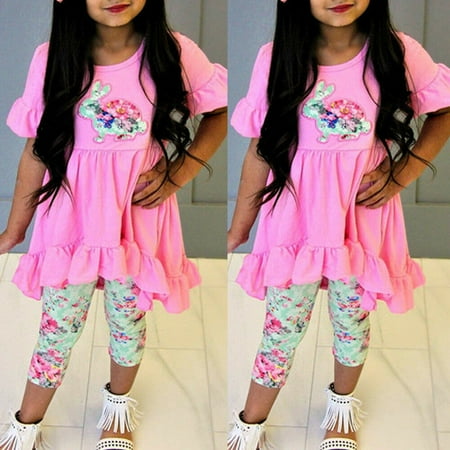 Easter Pant - 3pcs Toddler Kids Baby Girl Easter Top Dress Floral Pants Leggings Outfits Set Clothes For 2-7T