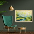 thumbnail image 2 of Country Wall Art with Frame, Pastoral Paint of a Forest in the Spring Time with Fresh Colored Leaves Trees Art, Printed Fabric Poster for Bathroom Living Room, 35" x 23", Green Blue, by Ambesonne, 2 of 2