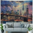 thumbnail image 4 of BCIIG City Skyline Bridge River Tapestry Wall Hanging Unique Style Graphic Tapestries Home Wall Decor Art for Living Room Bedroom Apartment Farmhouse Dorm 40x60inch, 4 of 6