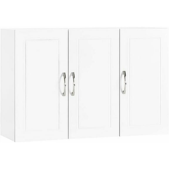 Wall Cabinet Laundry Room, Medicine Cabinet for Bathroom Kitchen Garage, Wall Storage Cabinet with Adjustable Shelf, White