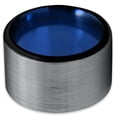 thumbnail image 2 of P. Manoukian Tungsten Wedding Band Ring 12mm for Men Women Blue Black Flat Cut Brushed Polished Lifetime Guarantee Size 11.5, 2 of 3