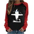 thumbnail image 1 of Moda mujer primavera patchwork impreso manga larga cuello redondo casual tee tops Pompotops FGAJ4796, 1 of 5