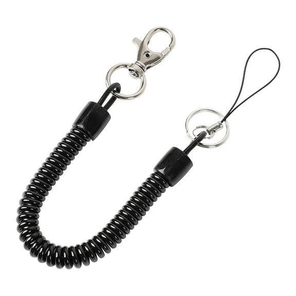 Spiral Retractable Coil s Lanyard with Lobster Claw Clasps Steel Hook Keychain Ring