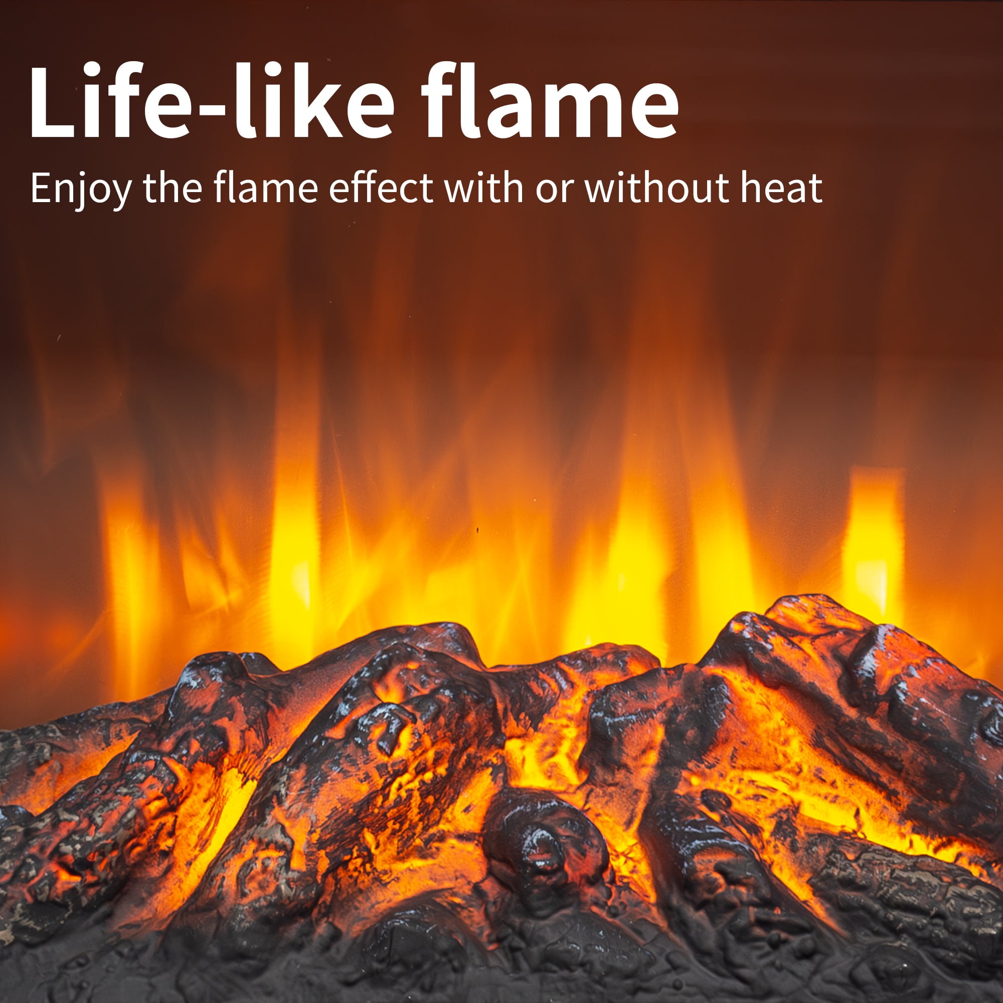 Electric Fireplace Stove Heater, PAPROOS 17" Freestanding Fireplace Stove, 3D Realistic Flame Effect, Fireplace Heater for Home Bedroom,Overheat Protection, CAS Certified, 1400W/700W, Classic Blue