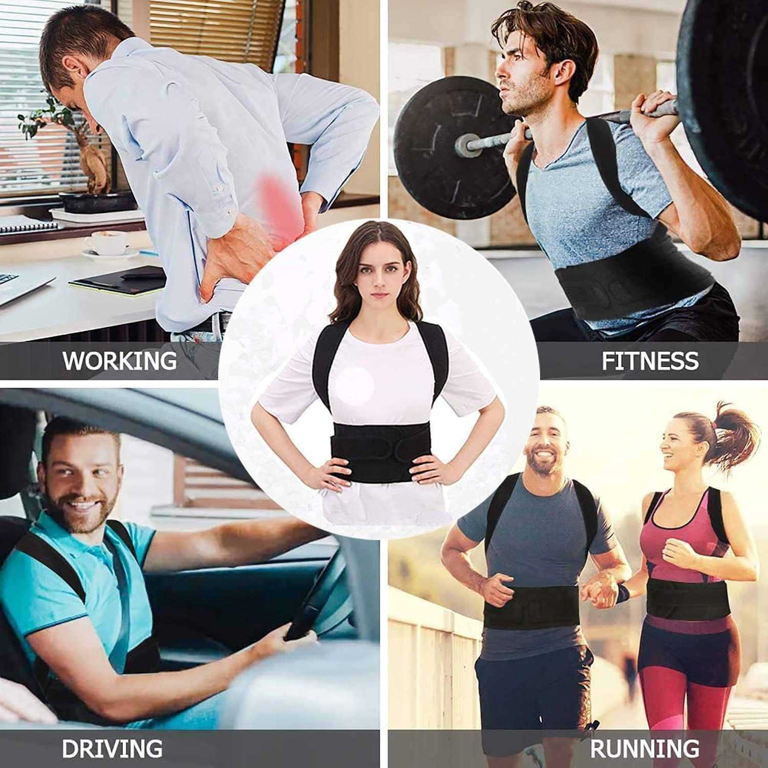 Posture Corrector for Women and Men, Adjustable Back Straightener Posture Corrector,Upper Lower Back Brace Support Belt for Men Women Body Neck Shoulder Trainer (XXXL, Black)