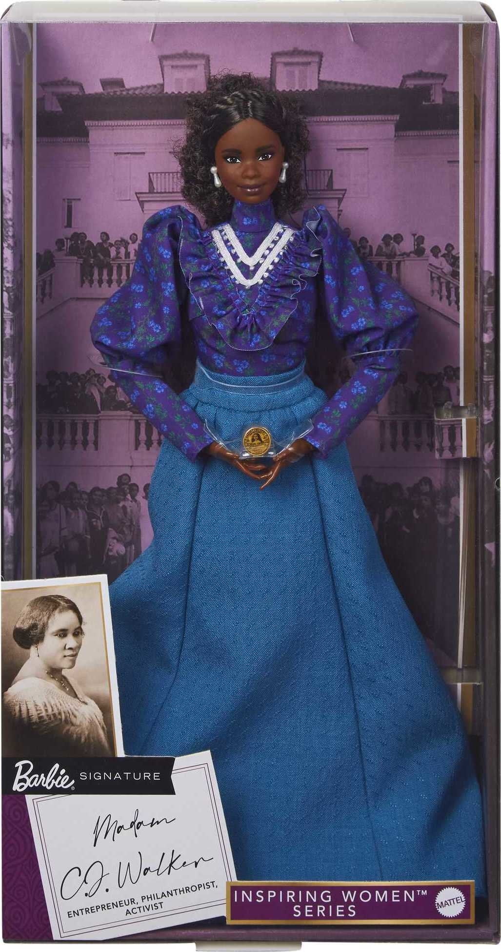 Barbie Inspiring Women Madam C.J. Walker Collectible Doll with Floral Blouse and Long Skirt