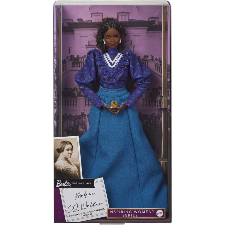 Barbie Inspiring Women Madam C.J. Walker Collectible Doll with Floral Blouse and Long Skirt Walmart
