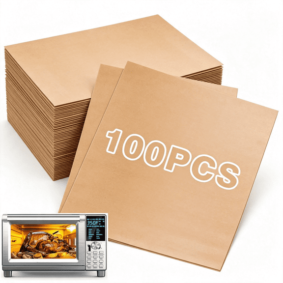 CCOCC 100 Pcs for Air Fryer Toaster Smart Oven | Parchment Paper Sheets,Premium Natural Wood Pulp,Non-Stick,Pre-Cut,Versatile for Baking,Heat Resistant to 450°F