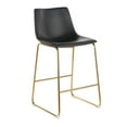 thumbnail image 2 of Duke Contemporary Counter Stool in Gold Metal and Black Faux Leather by LumiSource - Set of 2, 2 of 7